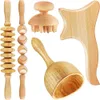 5 Cube Roller Cellulite Wood Gua Sha Pink Maderoterapia Set Wooden Scupting Colombian Massage Top Quality Wood Therapy Tools