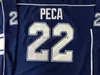 THR # 22 Matthew Peca Syracuse Crunch Crunch Hockey Jersey Broderie Blue Broderie cousue N'importe quel numéro et Nom Jersey