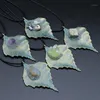 ペンダントネックレス6pcs/lot Natural Shell Druzys Quartz Pyrite Inlaid Amethysts Maple Alloy Leaf HealingReiki Chakra Necklace