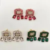 Red Green White Rhinestone Stud Crystal Design Earring Gold Ear Studs Alloy ￶rh￤ngen f￶r kvinnor Fashion Big Studs Wholesale Woman 2022