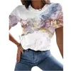Ladies 3D printing painting Tshirt landscape 3D print summer round neck big deal 220530