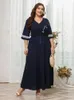 Plus -Size -Kleider Frauen große elegante lange Maxi 2022 Sommer Spitze Blau Übergroße Muslimparty Abend Festival ClothingPlus