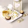 10pcs/lote mini -dourado round ponto listrado caixa de doces hexagonal para festa de aniversário de casamento Favor de presentes PM003 220427