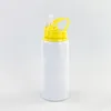 20oz 600ml Sublimación Botella de agua de aluminio Sublimación Vaso en blanco con pajita Impresión de transferencia Botellas deportivas de boca ancha