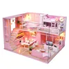 DIY Pop House Houten Pop Huizen Miniatuur Poppenhuis Meubel Kit Diornama Speelgoed Casa voor Kinderen Kerstcadeau L026 AA220325