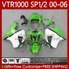 Carrosserie OEM pour Honda VTR RTV 1000 RC51 00-06 Bodys 123NO.125 SP1 SP2 VTR1000 RTV1000 00 01 02 03 Vert Blue Blanc 2004 2005 2006 VTR-1000 2000 2001 2002 2003 04 05 06 Carénage