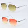 Wholesale Rimless Metal Style White Plank 8300816 Unisex Sunglasses With Box C Decoration 18K Gold Sunglasses Outdoor Design Classical Model Frame glasses Size:54