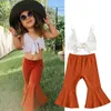 Citgeett Sommer Kinder Baby Mädchen Einfarbig Set Straps Crop Tops Und Lose Lange Hosen 2 Stück Anzüge Set Kleidung j220711