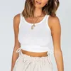 Vrouwen Sexy Solid Tank Tops Geribbelde Gebreide Elastische Crop Top Off Schouder Stretch Vest Ruched Trekkoord Verstelbare Lengte Tee 220318