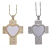 Runde Sublimation leere Goldhalskette Designerschmuck Herren Halskette Frau Party Fotorahmen Silber Kreuz Flügel Herz Strass Anhänger Halsketten für Frauen Geschenk