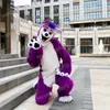 Performance Purple Husky Fox Dog Mascot Costumes Halloween Christmas Cartoon Character Outfits Suit Advertising Carnival Unisex Adults Outfit