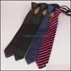 Bow Ties Fashion Accessories 6Cm Knitted Solid Striped Neck Tie For Mens Triangle Woven Polyester Necktie Slim Casual C Dhizs