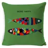 Pillow Case Colorful Sea Animal Fish Cushion Case Pattern Cotton Linen Cover Pillowcase Chair Waist Throw Pillow 18x18 inches 220623