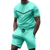 Été Streetwear survêtement décontracté hommes sport ensemble couleur unie à manches courtes Shorts ensembles hommes mode 2 pièces vêtements de sport 220602