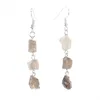 Irregular Natural Crystal Stone Long Dangle Silver Plated Handmade Earrings For Women Girl Party Club Fashion Jewelry