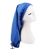 Satin sommeil Bonnet de nuit Bonnet Long Tube cheveux chapeau de couchage bonnet de nuit enveloppement soins des cheveux Bonnet femmes bonnet de douche foulard réglable