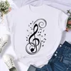 Aquarelle Musique Amour Femmes T-shirt Tendance Manches Courtes Mode Été Femmes Imprimer T-shirt Femme Haut Décontracté T-shirts T-shirt Graphique