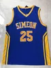 SJ98 NCAA Simeon Derrick 25 Rose Jersey College Mens Basketball Stitched Jerseys Toppkvalitet 100% Stiched Size S-XXL