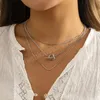 Ensemble de colliers style Boho avec boucle en forme de cœur pour femmes, rétro, Simple, mode, métal doré, chaîne serpent ronde, clavicule, bijoux pour filles