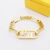 Designer Men Lady Women Bracelet Earrings Necklace Titanium Steel Hollow Out Double F Letter 18K Gold Thick Chain Ear studs Luxu2970606