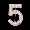 Hair Accessories Lucky Number Five Brooch Pin With Imitation Pearls And Rhinestones For Wedding/banquet amyKb