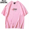 Män hiphop t shirt streetwear japanese sakura målning t-shirt kort hylsa bomull sommar harajuku t-shirt japan stil rosa 220504