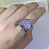 خواتم الزفاف المصنوعة يدويًا Jewelery Jewelery 925 Sterling Silver Full White Sapphire CZ Diamond Gemstones Partment Fashion