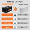 LIFEPO4 Batterij ingebouwde BMS-display 24V 150Ah aangepaste acceptabele maat voor, golfkar, vorkheftruck, outdoor camping, campervan