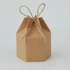 50pcs Hexagon Candy Gift Box Kraft White Wedding Dragee Boxes Pie Party Box Bag Eco Friendly Cardboard Baby Shower Baptism Bags 220420