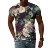 T-shirts masculins Mode d'été Rose 3D Modèle floral Hommes Homme respirant à manches courtes T-shirt T-shirt Art Tops Streetwearmen's