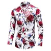 Autumn Men Slim Floral Print Long Sleeve Shirts Fashion Brand Party Holiday Casual Dress Flower Shirt Homme Plus Size 7xl 220813