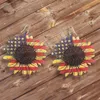 Dangle & Chandelier The American National Flag Print Sunflower Wood Earrings For Women 2022 Fashion Patriotism Jewelry Mill22