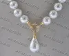 Подвесные ожерелья 17 "Белый круглый круглый море жемчужный ожерель