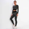 Yoga sans couture ensembles Gym femmes sport soutien-gorge vêtements à manches longues haut court Leggings entraînement pour femme Althetic Sportswear J220706