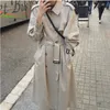 Britische Zweireiher Übergroße Lange Trenchcoat Frauen Windjacke Mode Weibliche Drehen unten Kragen Lange Mäntel Winter LJ200903