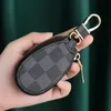 Car Keys Bag Keychains Rings Brown Flower Plaid PU Leather Gold Metal Keyrings Holder Pendant Charms Fashion Design Pouches Jewelr3428494