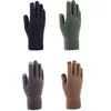 Textile Non-slip Touch Screen Thicken Warm Solid Color Knitted Gloves Stretch Glove Imitation Wool Full Finger Outdoor Skiing Cycling