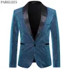 Glitter Blazer Uomo Silk Sparkle Mens Dress Blazers Uomo Club Blazer Stage Blazers Mens Tuxedo Clothes Performer Suit Hombre Green 220409