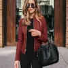 Fashion Street Autumn Winter Faux Leather Jackets Casual Zipper Sleeve Basic 220812