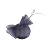 Creatieve Sinamay schijf fascinator hoed struisveer veer grote boog fascinator t-podium catwalk haarclip vlinder barret met bloem