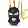 Anhänger Halsketten Hip Hop Csgo Halskette Rock Style Bling Out -Strass Gold Farbe Schwarz Maske Kopf Charm Männer Schmuck Geschenk