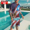 Personalize o nome Puerto Rico 3D Men Toçadeira Menina Curta Conjunto de verão Masculino Terno casual Casual Top Tracksuit Duas peças Sportswear 220704