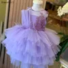 Meisjesjurken lavendel schattige kinderen kleren borduurwerk mouwloze verjaardag jurk baby meisje jaar feestjurkensgirl's