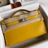 22cm Brand bag luxury clutch handbag bag Genuine leather purse handmade stitching black cream yellow many colors fast delivery