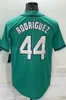 Baseball Jerseys Julio Rodriguez 44 Jersey Seattle Creme Verde Branco All Star Button Color Preto