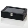 Caja organizadora de relojes con ranuras para 5/8/10/12, reloj negro, soporte de madera, regalo de moda para hombres 220428