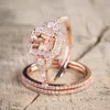 Trouwringen Mode Est Antiek Vintage Design Milgrain 2 Karaat Ronde Morganite Ring Set Voor Vrouw Sieraden Verlovingsgeschenken Wynn22