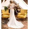 Mermaid Boho BohemianウェディングドレスDeep Vネックタンクオープンバックビンテージかぎ針編みレースPastol Country Bridal Gown Abito da Sposa