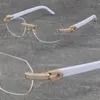 الجملة 3 ألوان ألوان ألوان معدنية بدون شفة إطارات نموذج النظارات الكلاسيكية مصمم 1164 الحبوب الصغرى المعبدة الماس مجموعة نظارات الرجال النساء الصخور سلك 18K الذهب الإطار