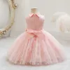 Новая снежная розовая девушка, платье принцессы, детское платье сетка детские
